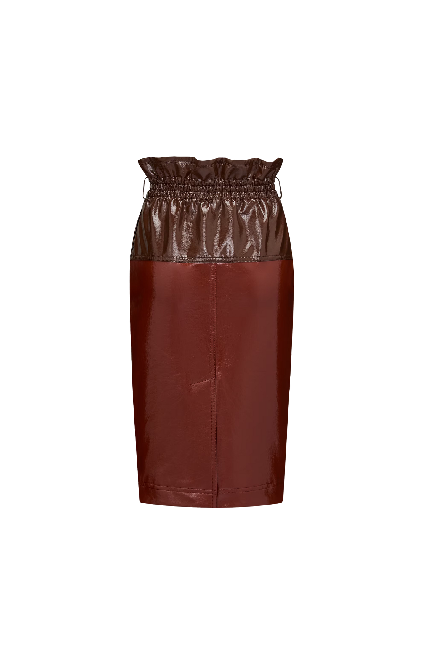 Paperbag Pencil Skirt in Coated Cotton