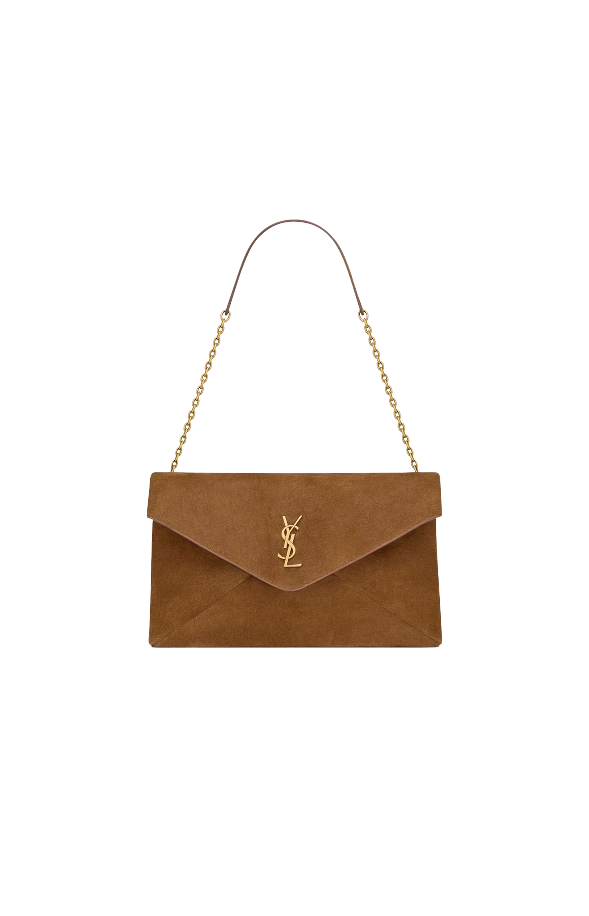 Cassandre Pouch on Chain In Caramel Cognac Suede