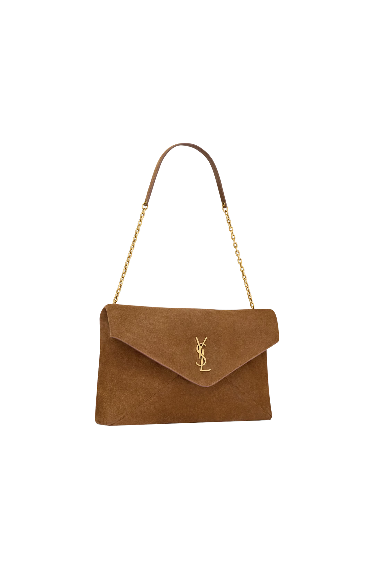 Cassandre Pouch on Chain In Caramel Cognac Suede