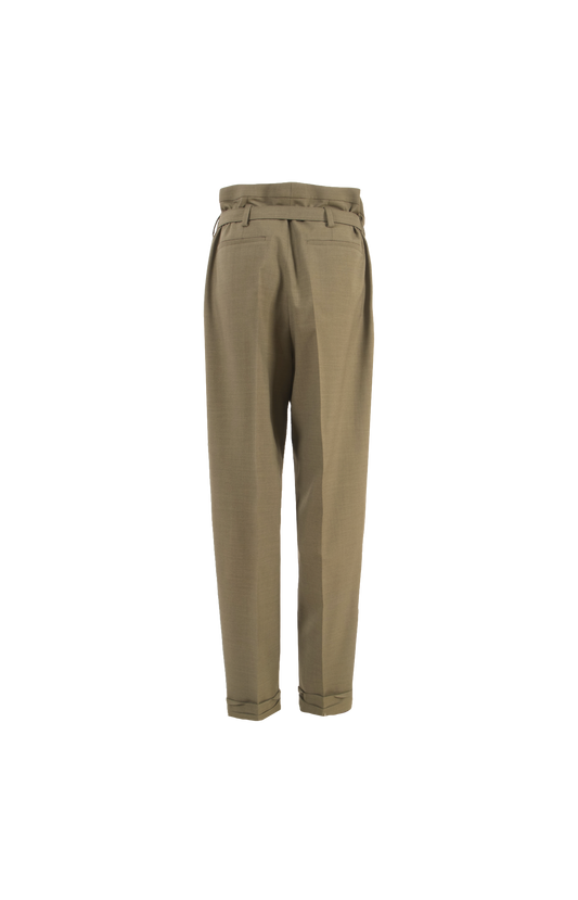 Paperbag pants in wool gabardine