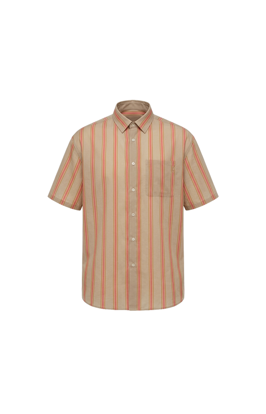Striped Short-Sleeve Cotton Shirt