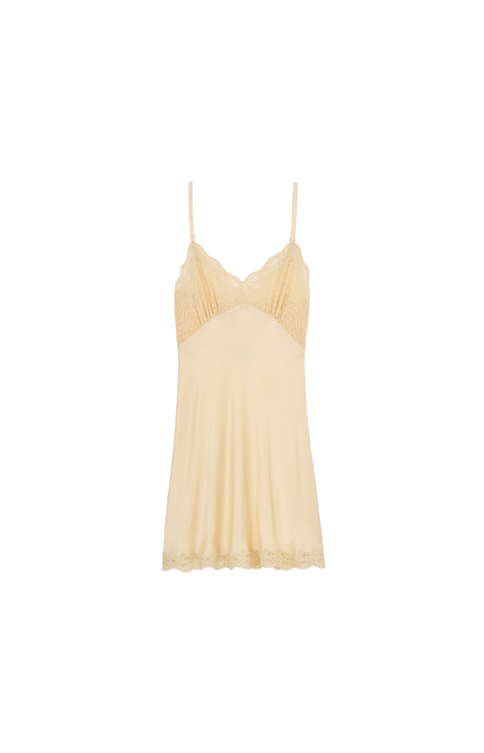 Laced Slip Dress in Silk Satin