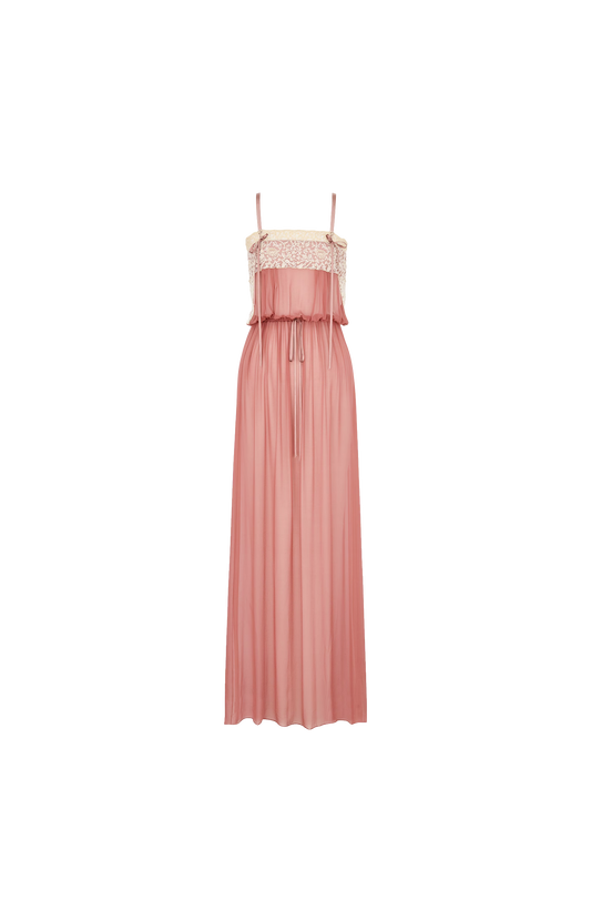 Laced Dress in Silk Crepe Muslin