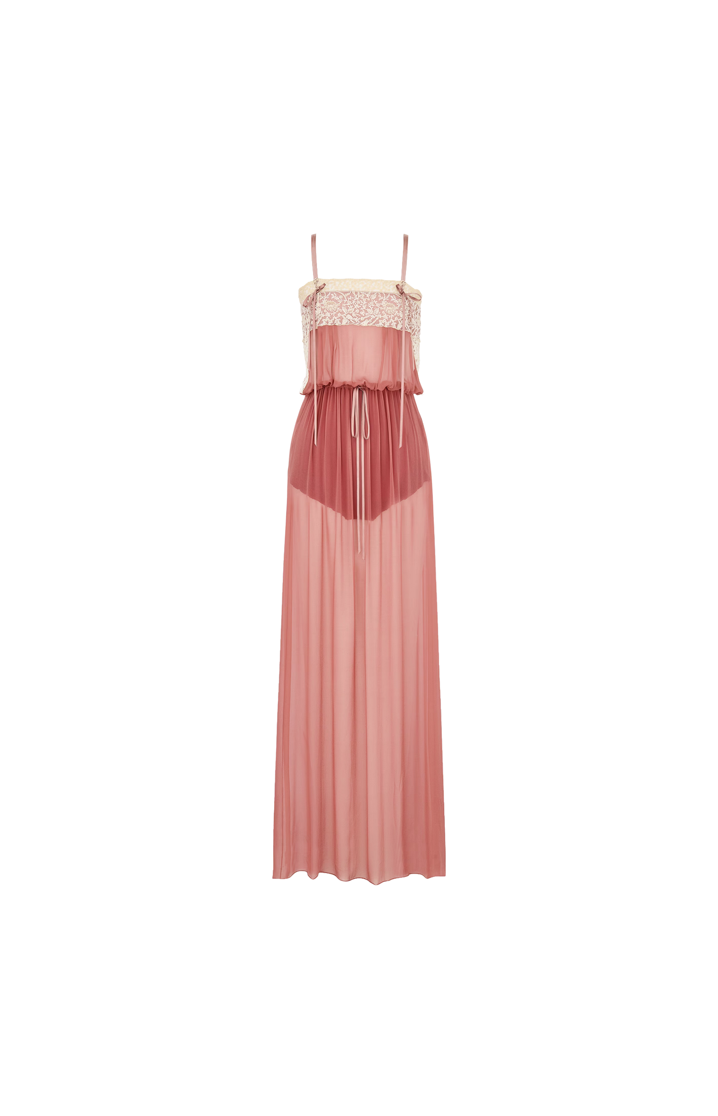 Laced Dress in Silk Crepe Muslin