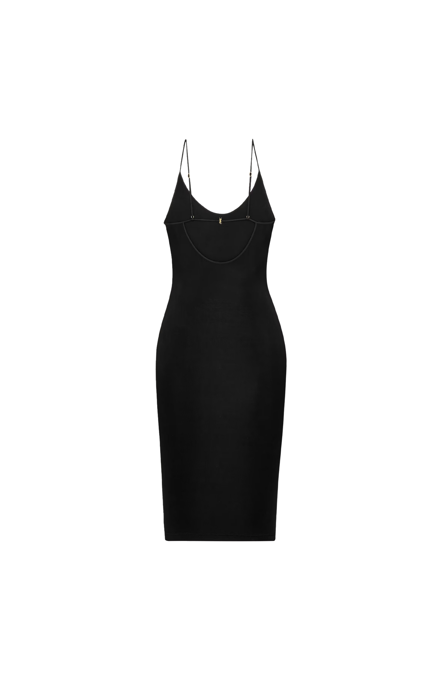 Saint Laurent Cassandre Open-Back Dress in Ribbed Knit