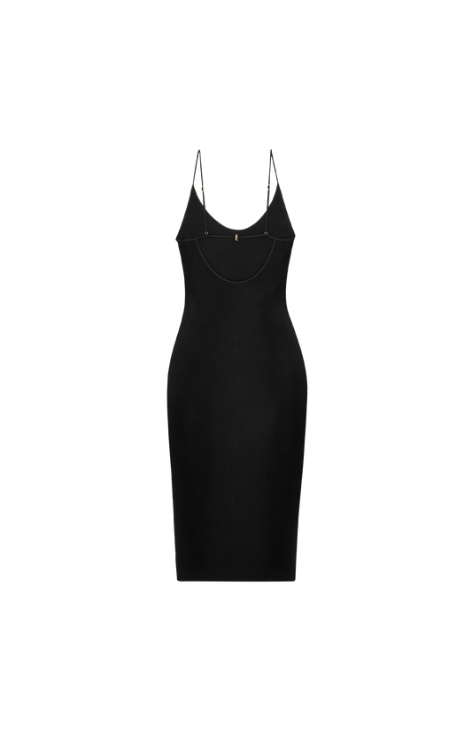 Saint Laurent Cassandre Open-Back Dress in Ribbed Knit