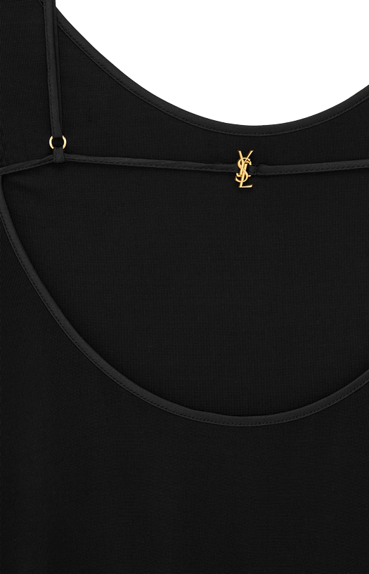 Saint Laurent Cassandre Open-Back Dress in Ribbed Knit