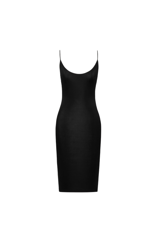 Saint Laurent Cassandre Open-Back Dress in Ribbed Knit
