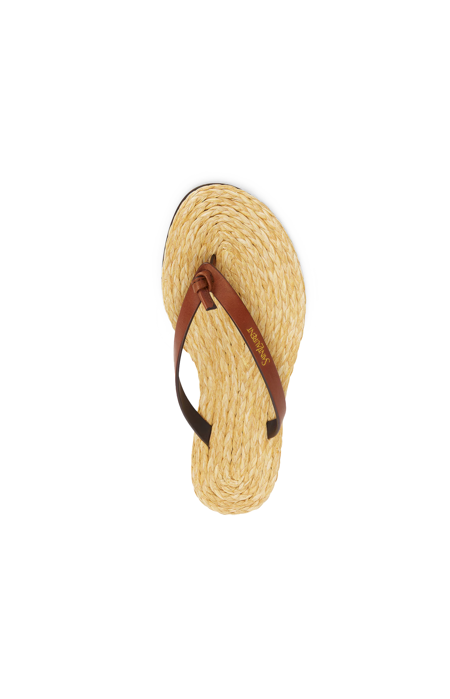 Saint Laurent Pool Flip-Flops in Smooth Leather and Raffia