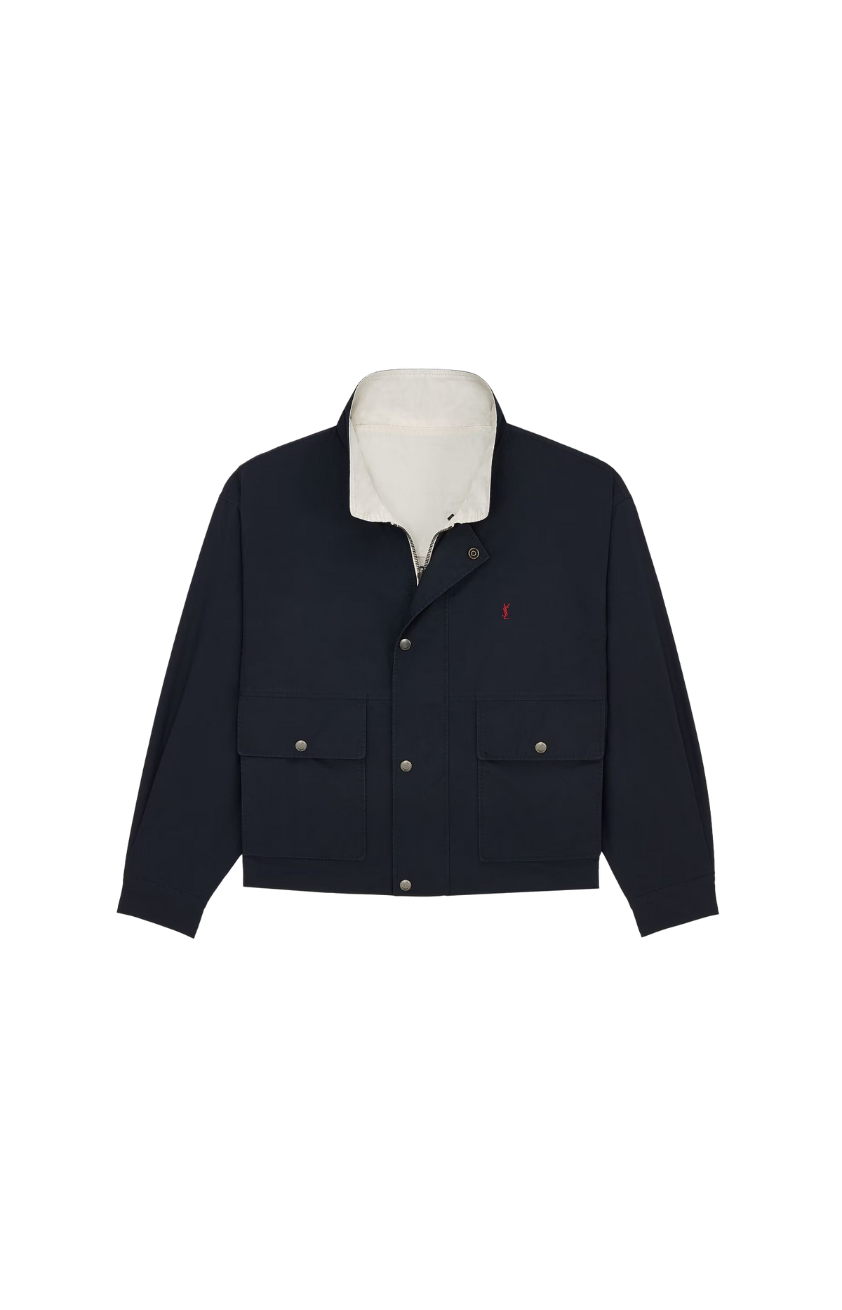 Cassandre Reversible Jacket in Brushed Cotton Canvas in Navy/Ecru