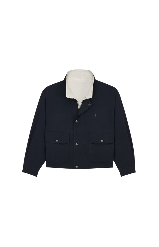 Cassandre Reversible Jacket in Brushed Cotton Canvas in Navy/Ecru