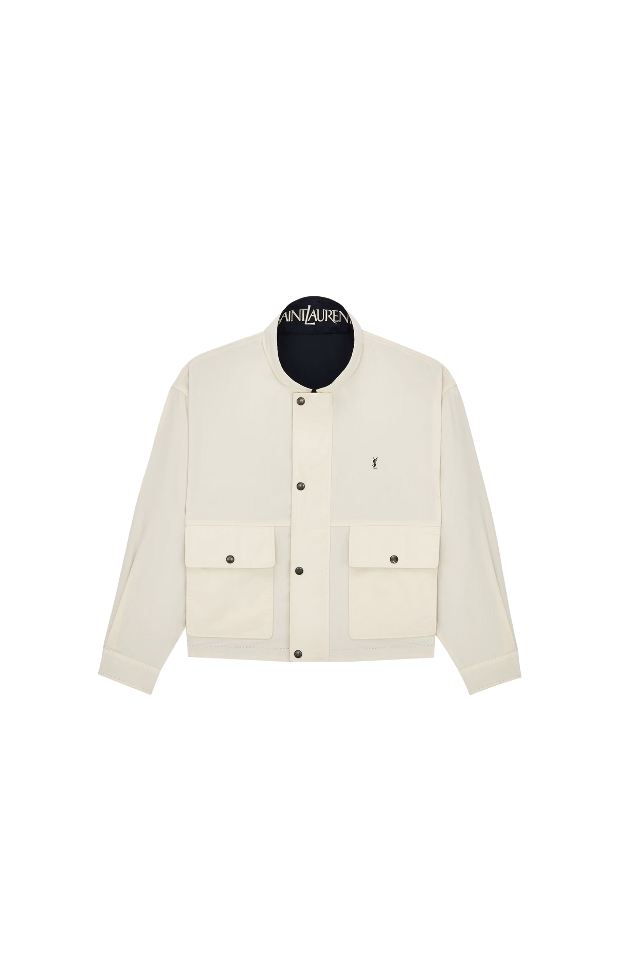 Cassandre Reversible Jacket in Brushed Cotton Canvas in Navy/Ecru