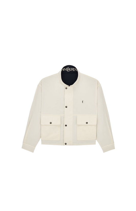 Cassandre Reversible Jacket in Brushed Cotton Canvas in Navy/Ecru