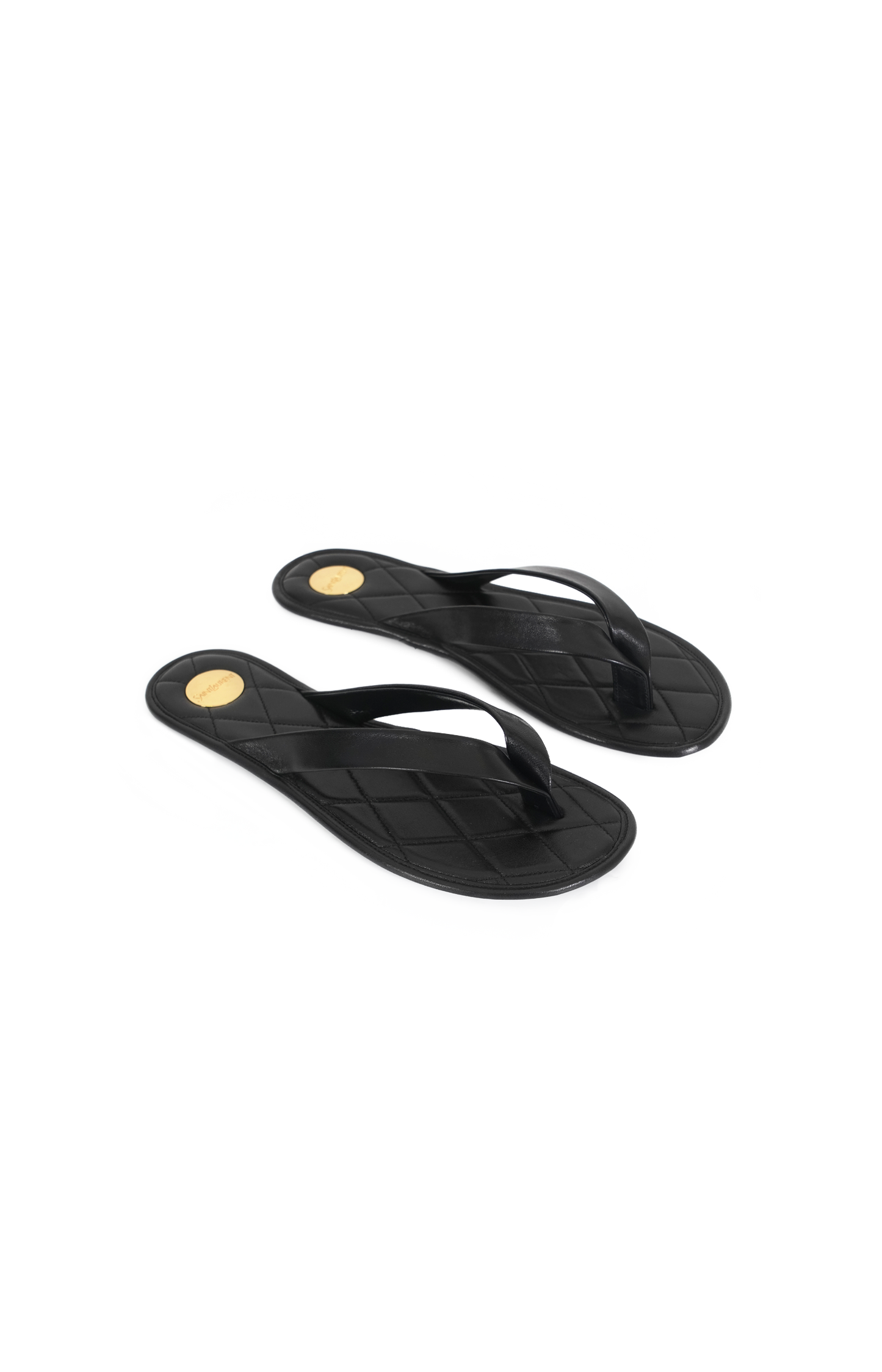 Saint Laurent Leather Flip Flop Sandals in Black