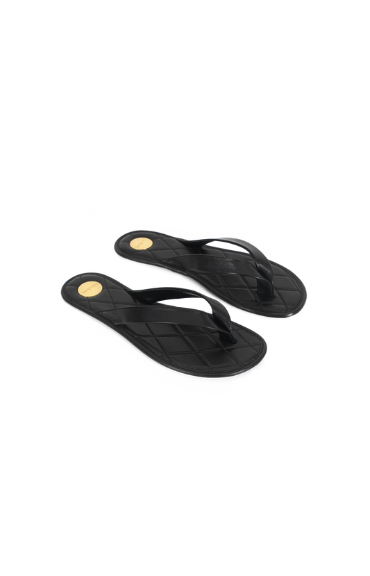 Saint Laurent Leather Flip Flop Sandals in Black