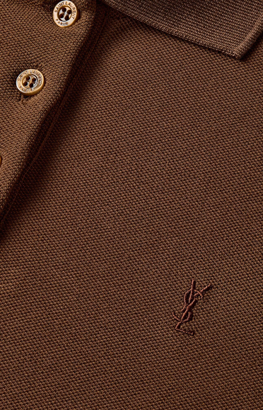 Saint Laurent Cassandre Cropped Polo in Caramel Cotton Piqué — product photo 2