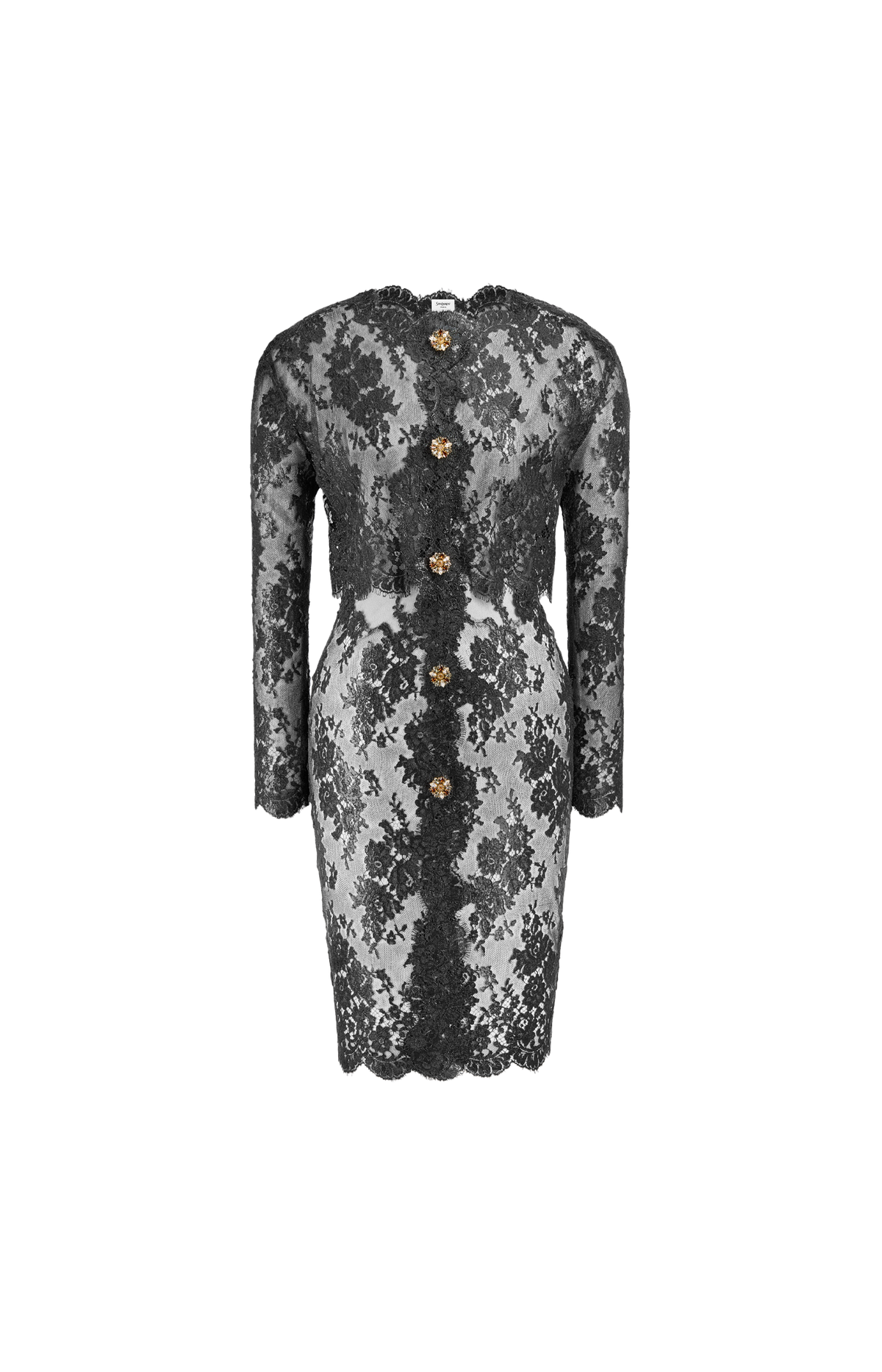 Dress in Silicone-Coated Lace in Black