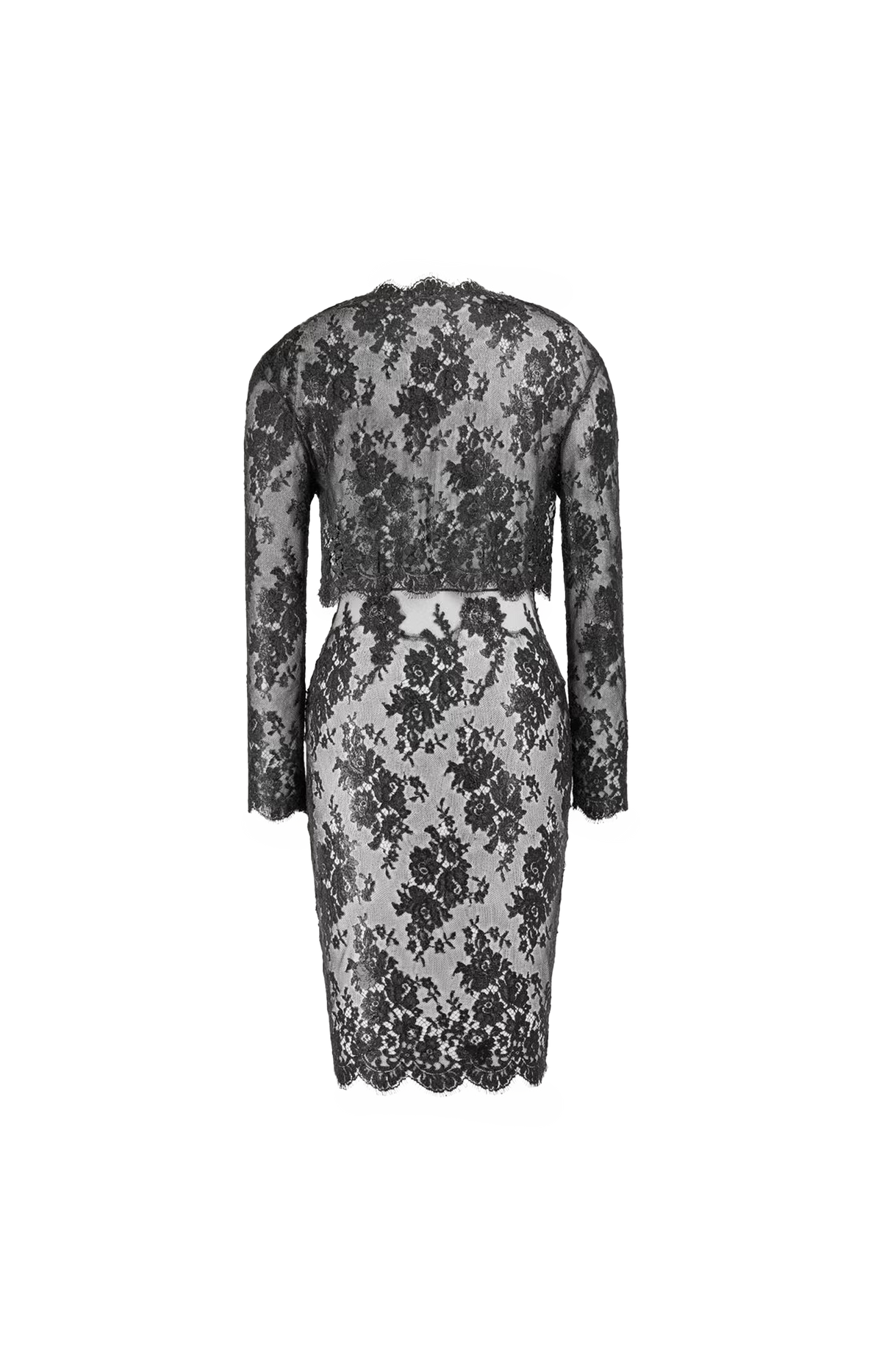 Dress in Silicone-Coated Lace in Black