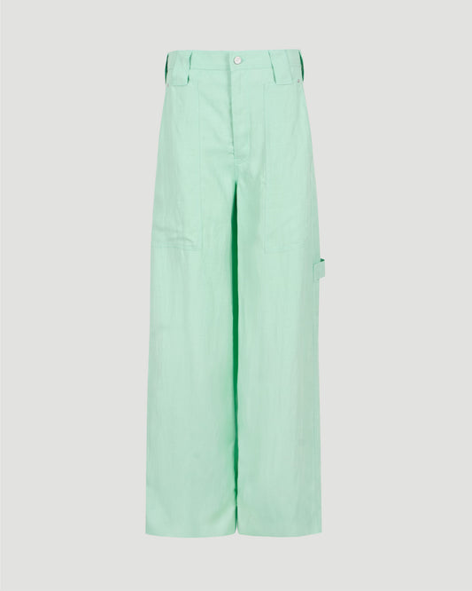 WIDE LEG TROUSERS IN FLUO MINT