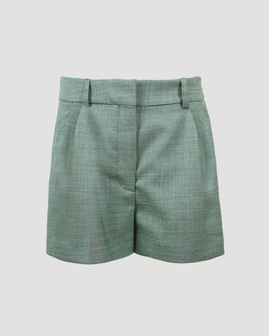 Wool Mouline Shorts in Pistachio