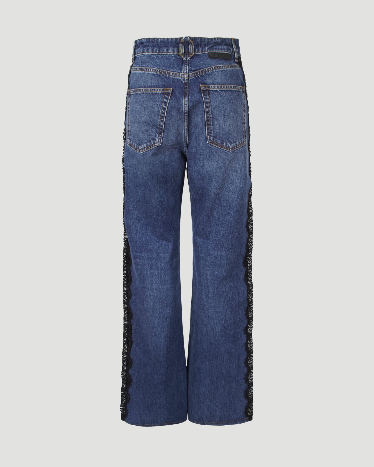 Lace Straight Leg Jeans in Vintage Blue