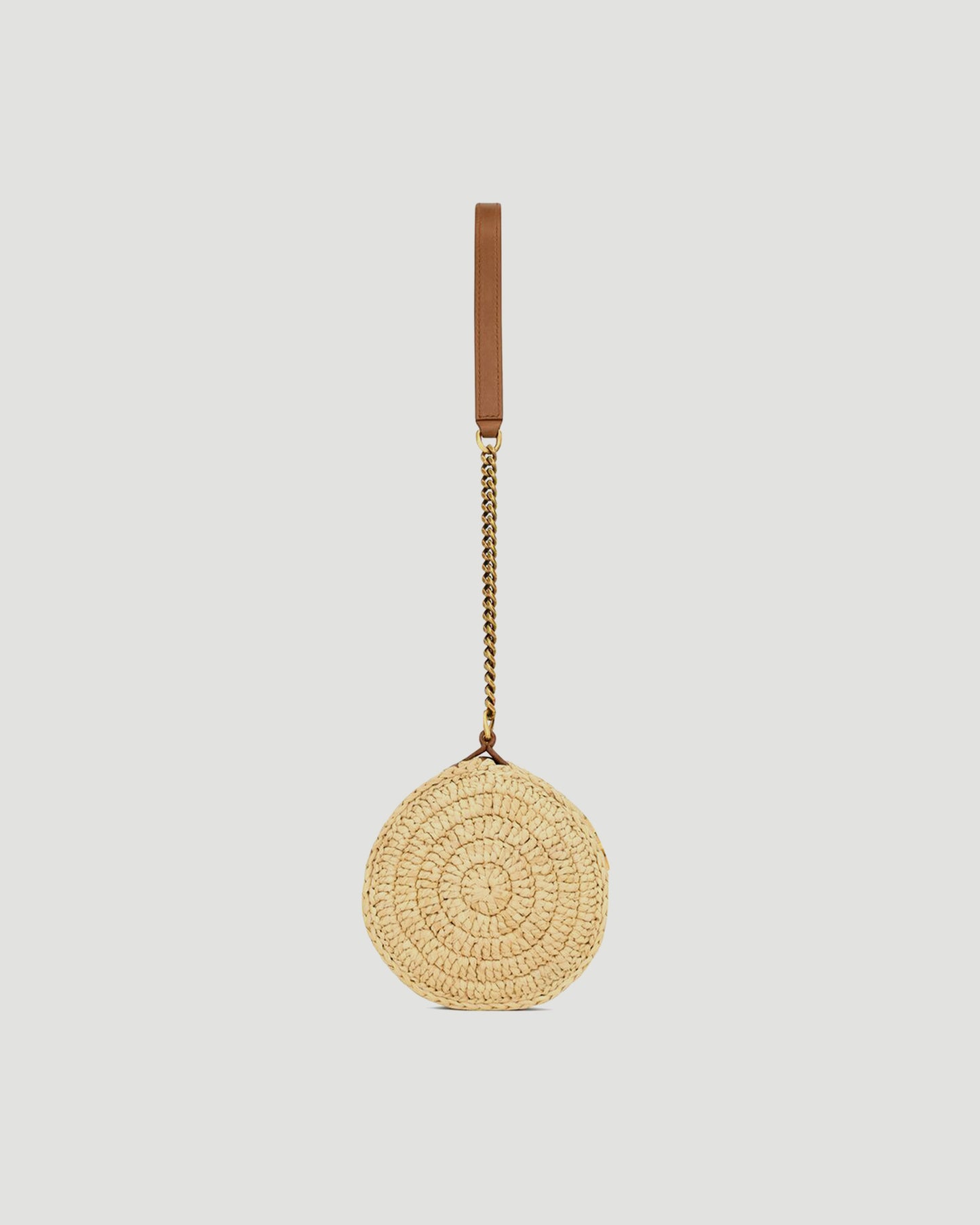 CASSANDRE SMALL CYLINDRIC BAG IN RAFFIA AND VEGETABLE-TANNED LEATHER