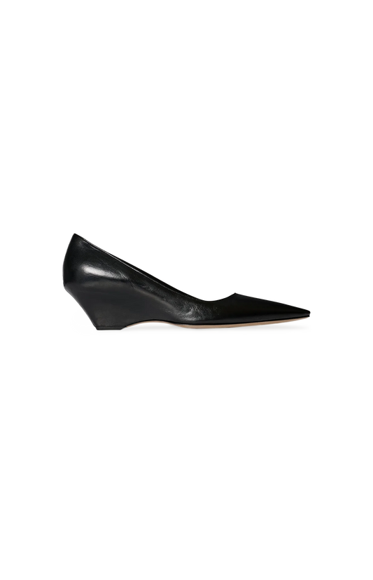 The Row Liisa Wedge Heel Pumps in Black — front view