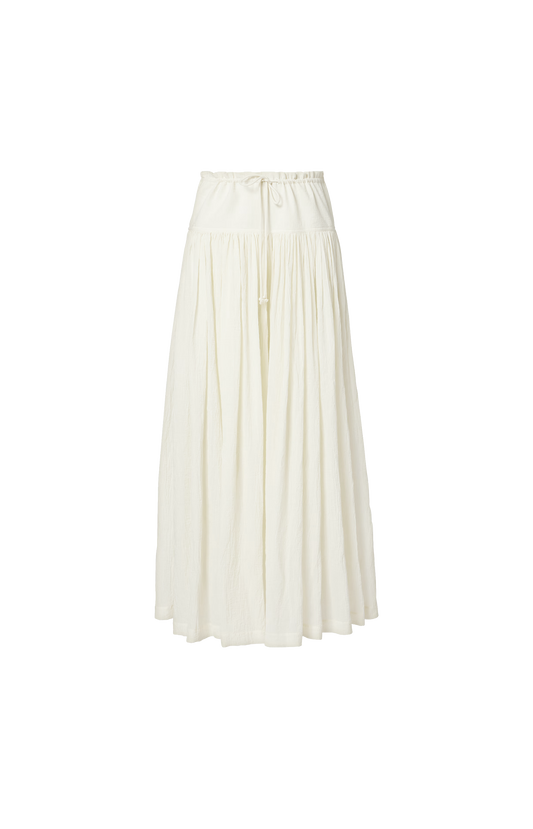 White pleated skirt on a white background