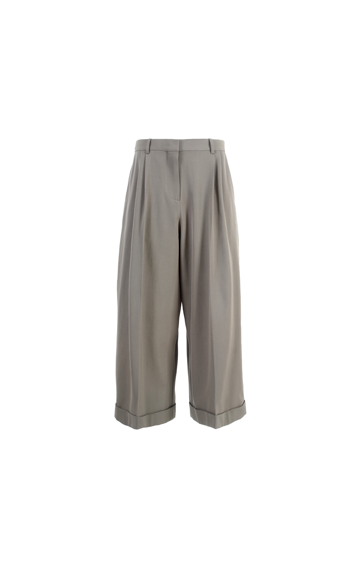 Beige wide-leg pants on a white background