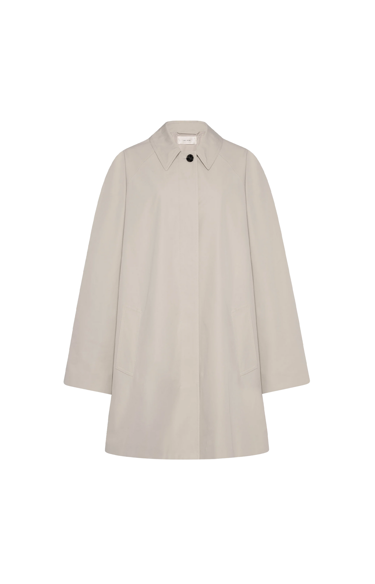 The Row Single-Breasted Coat in Foggy Beige — front view
