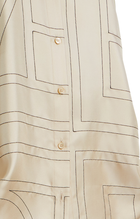 Monogram Silk PJ Top Ivory