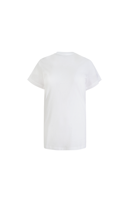 Wide-Ribbed V-Neck Tee in Optic White