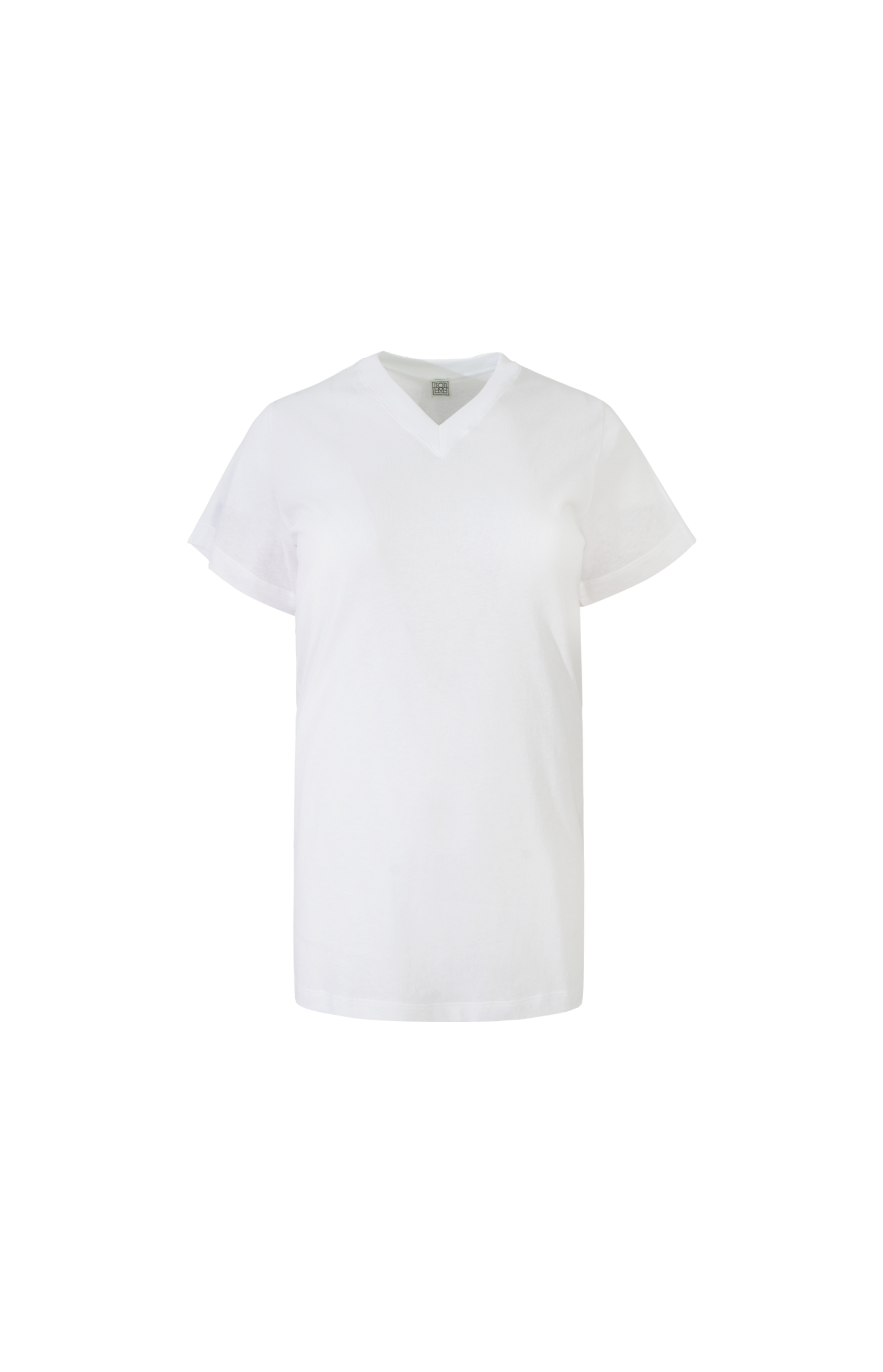 Wide-Ribbed V-Neck Tee in Optic White