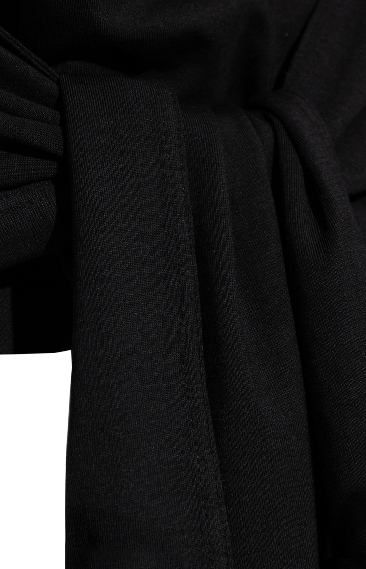 Tie-Waist Jersey Top in Black