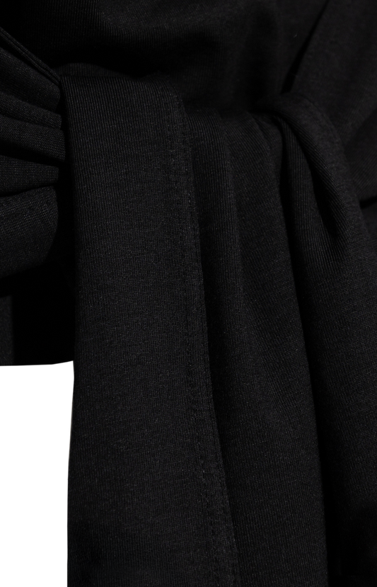 Tie-Waist Jersey Top in Black