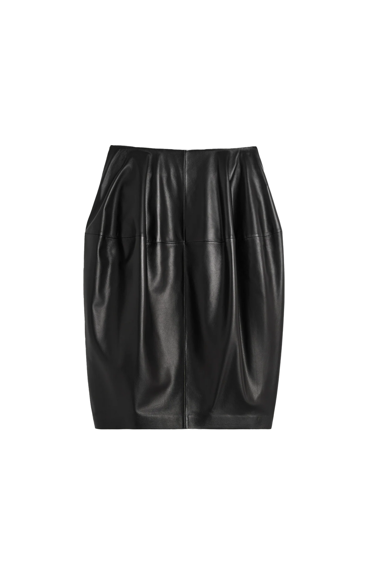 Sculptural Leather Skirt in Black