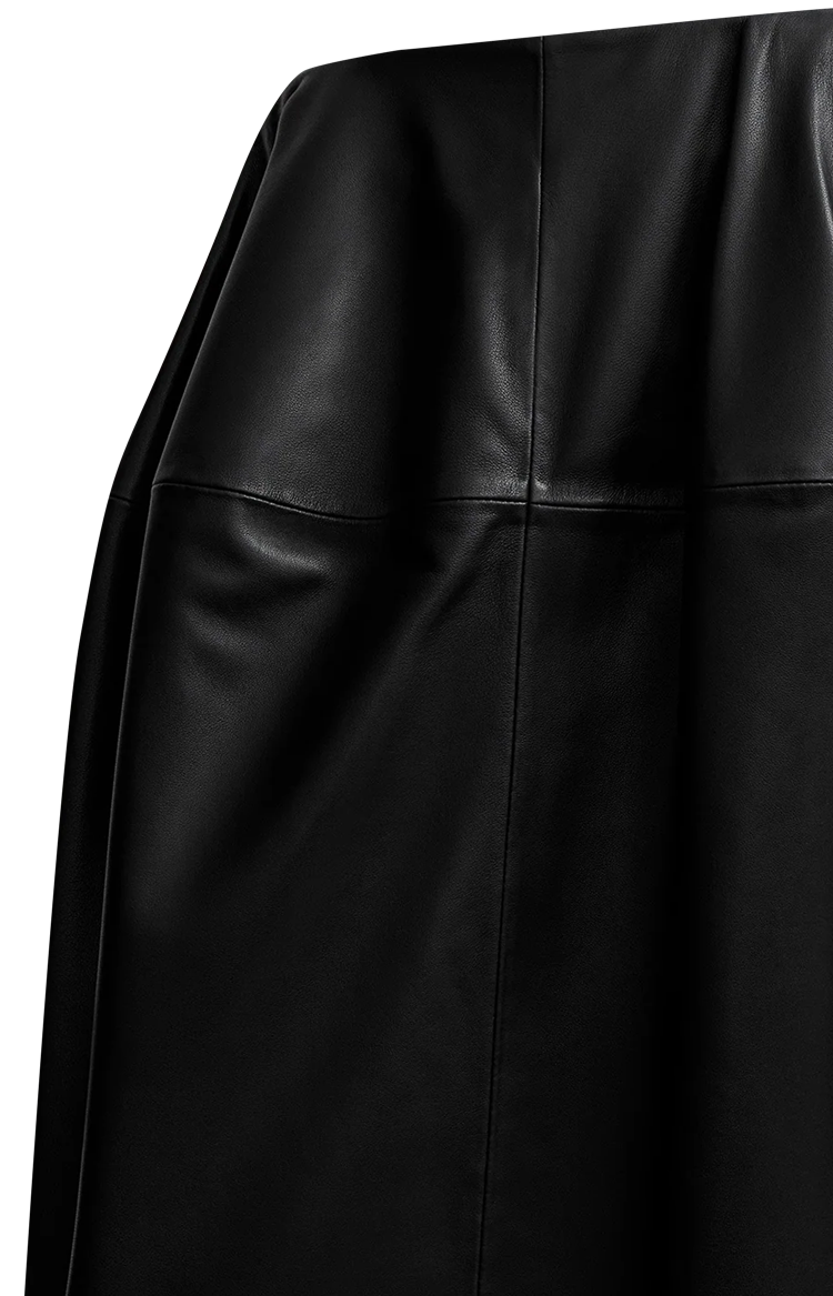Sculptural Leather Skirt in Black