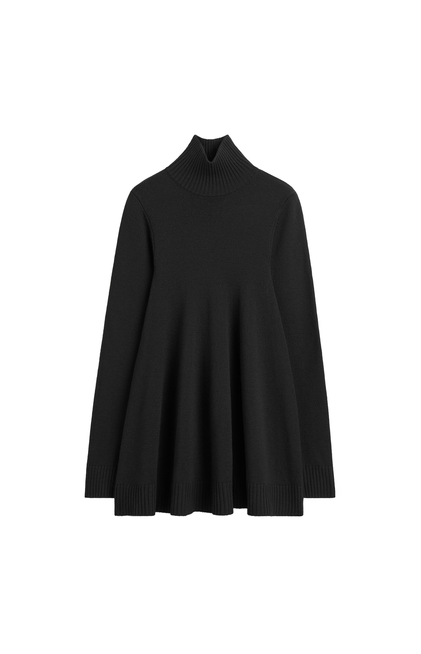 Wool Turtleneck Top in Black