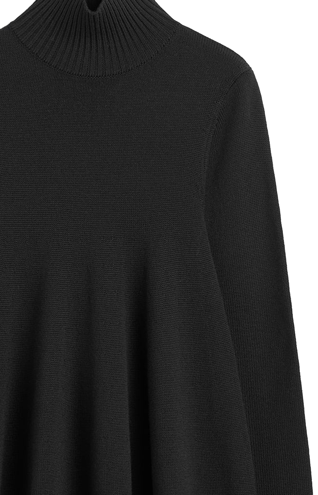 Wool Turtleneck Top in Black