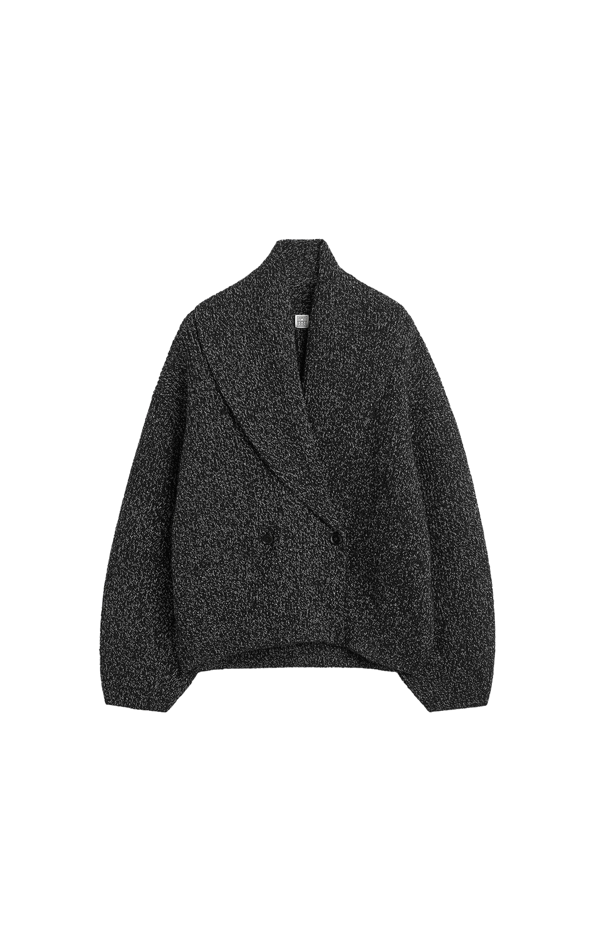 Shawl-Lapel Cardigan in Black/White