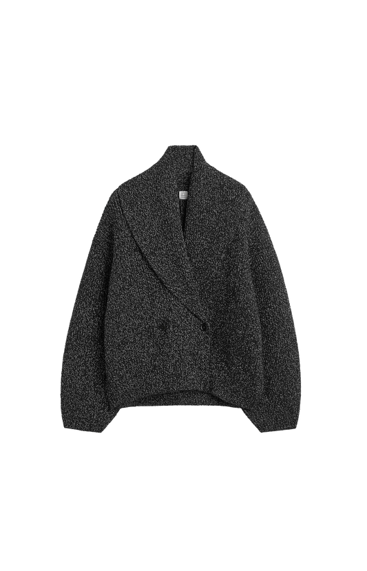Shawl-Lapel Cardigan in Black/White