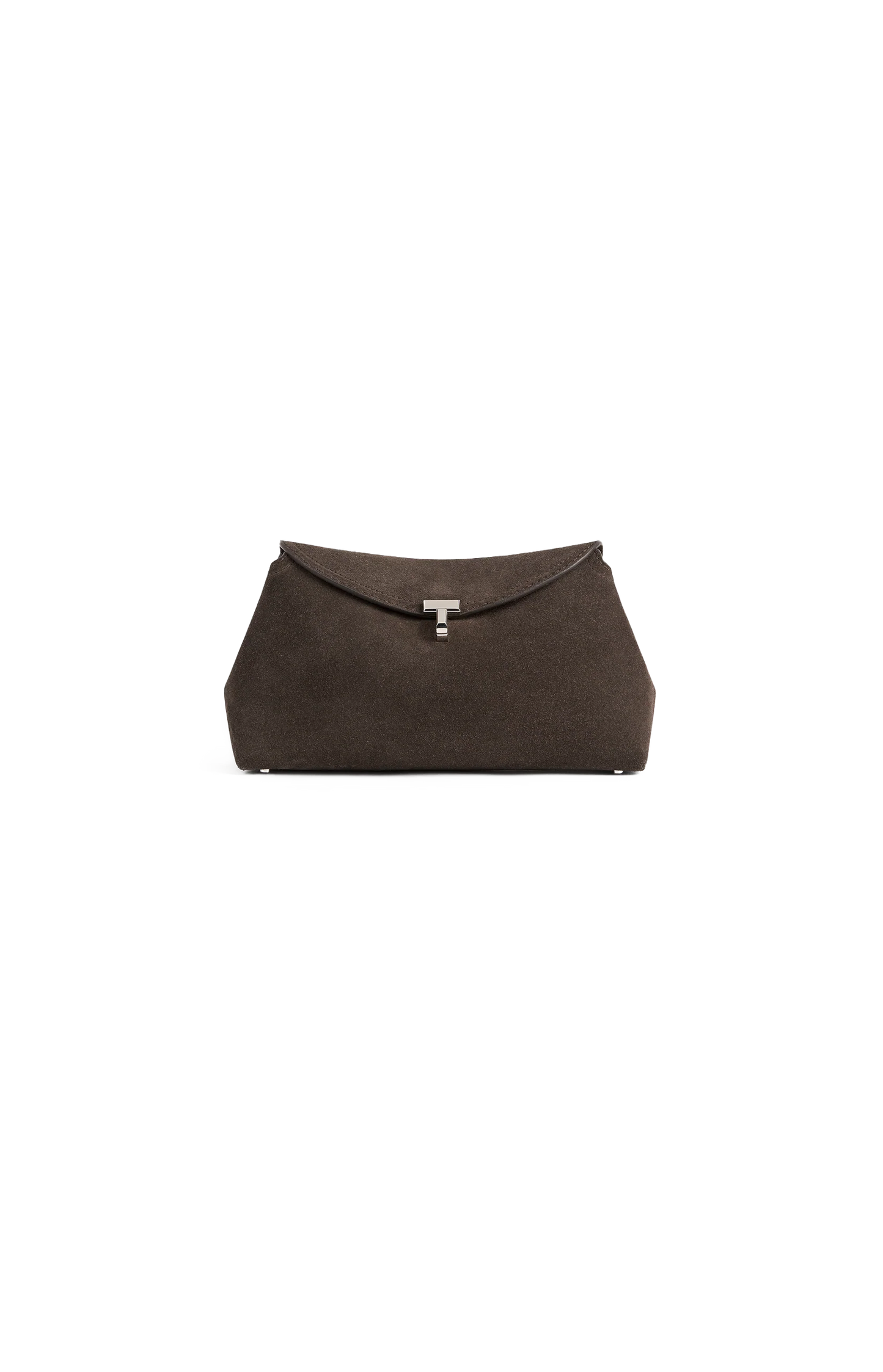 T-Lock Suede Clutch in Brown