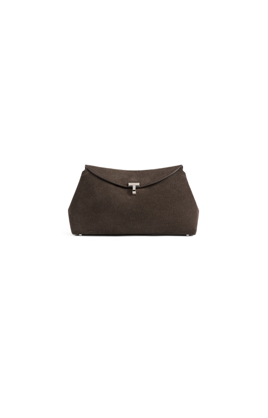 T-Lock Suede Clutch in Brown
