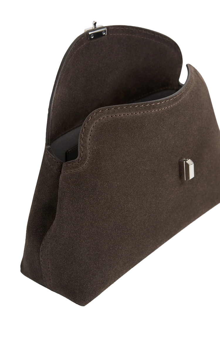 T-Lock Suede Clutch in Brown