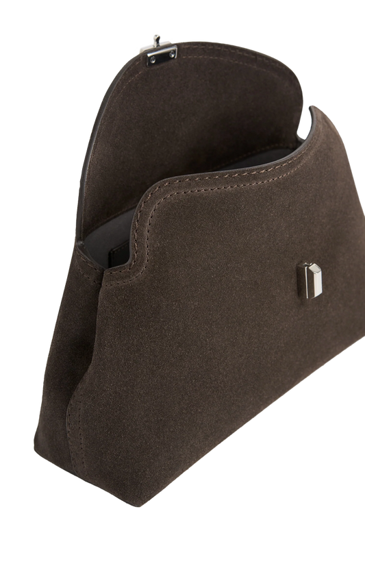 T-Lock Suede Clutch in Brown