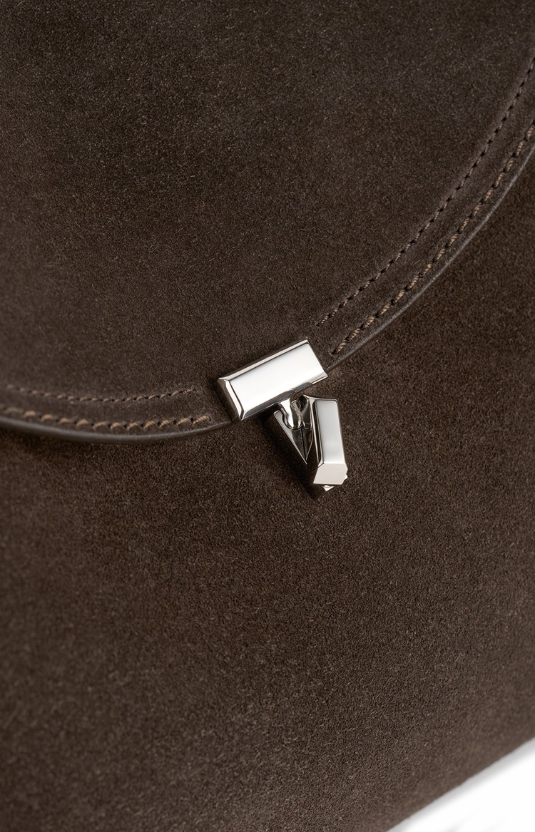 T-Lock Suede Top Handle Brown