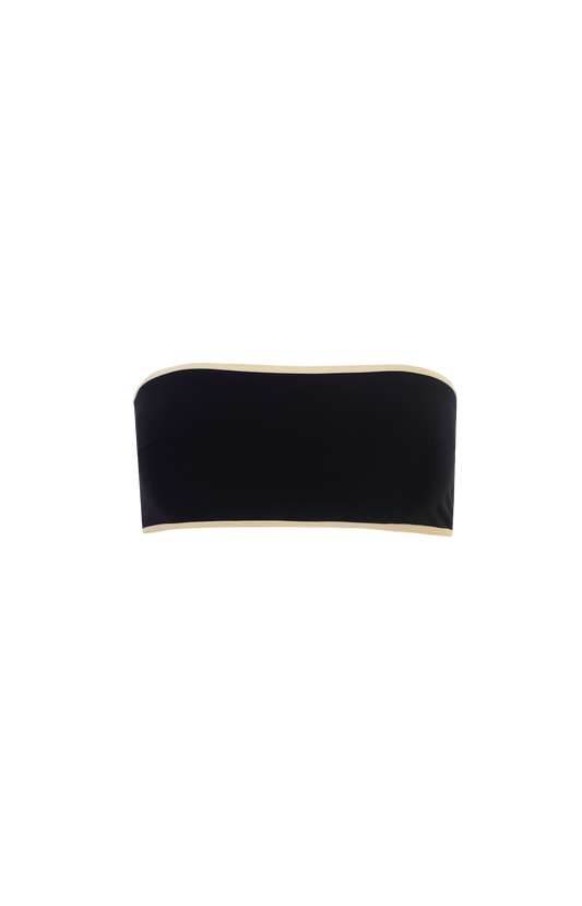 Stripe edge strapless bikini top