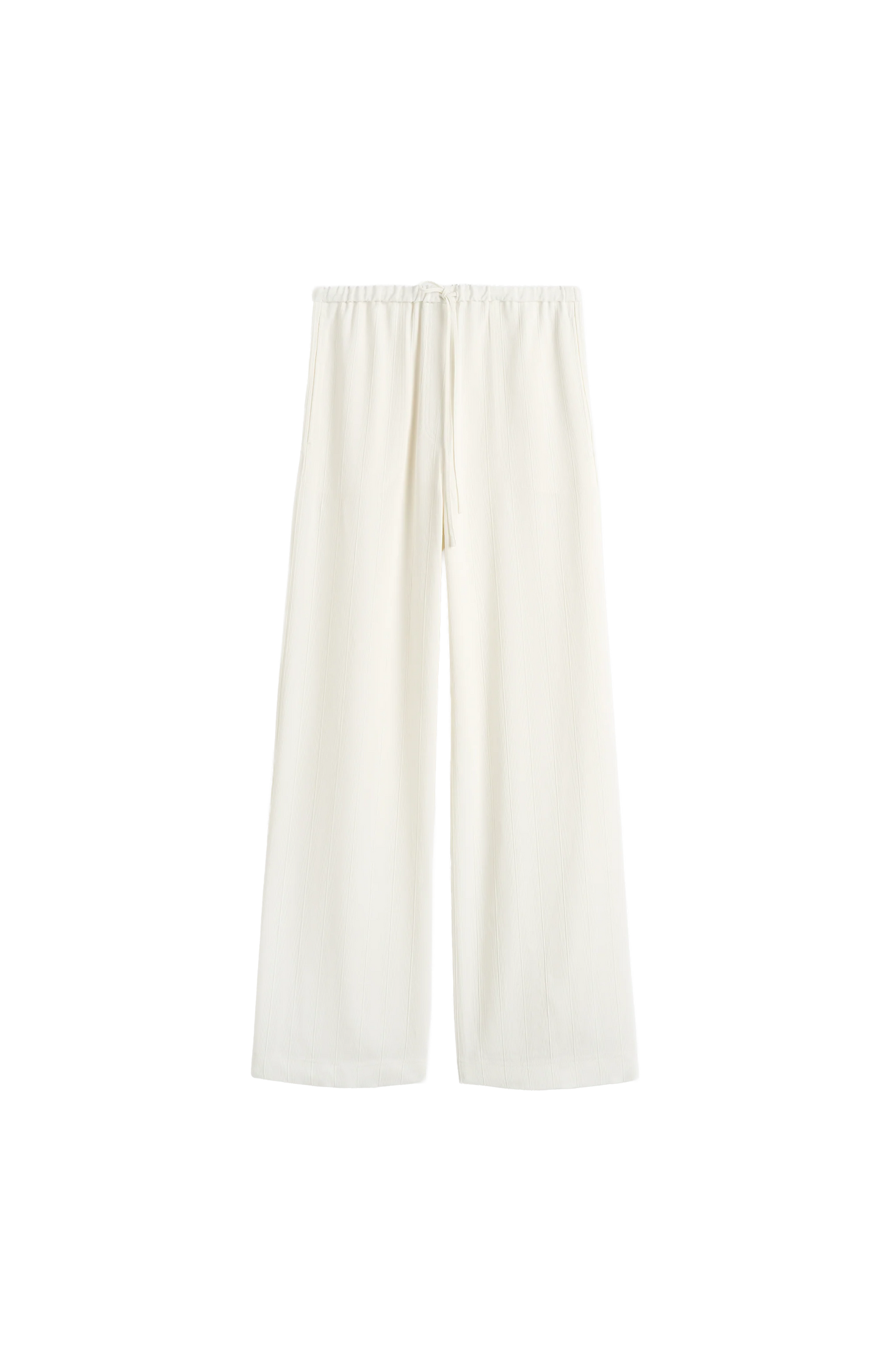 Woven stripe drawstring trousers meringue