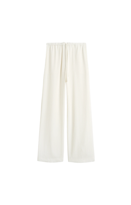 Woven stripe drawstring trousers meringue