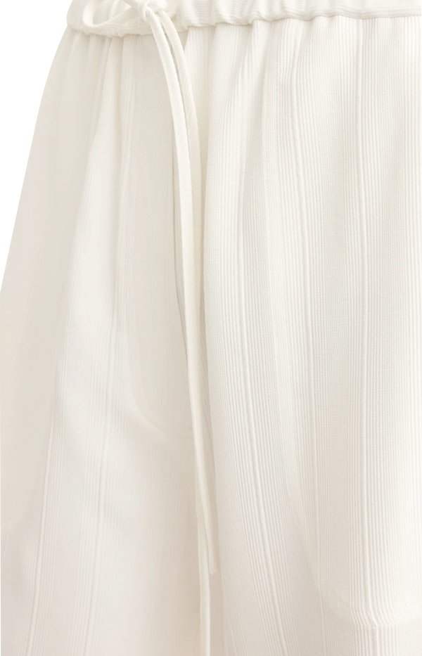 Woven stripe drawstring trousers meringue
